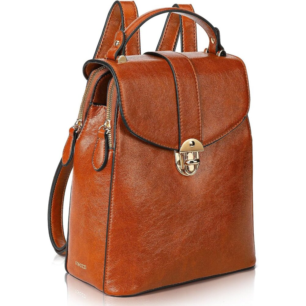Stylish Compact Vegan Leather Backpack Handbag Wi… - image 1